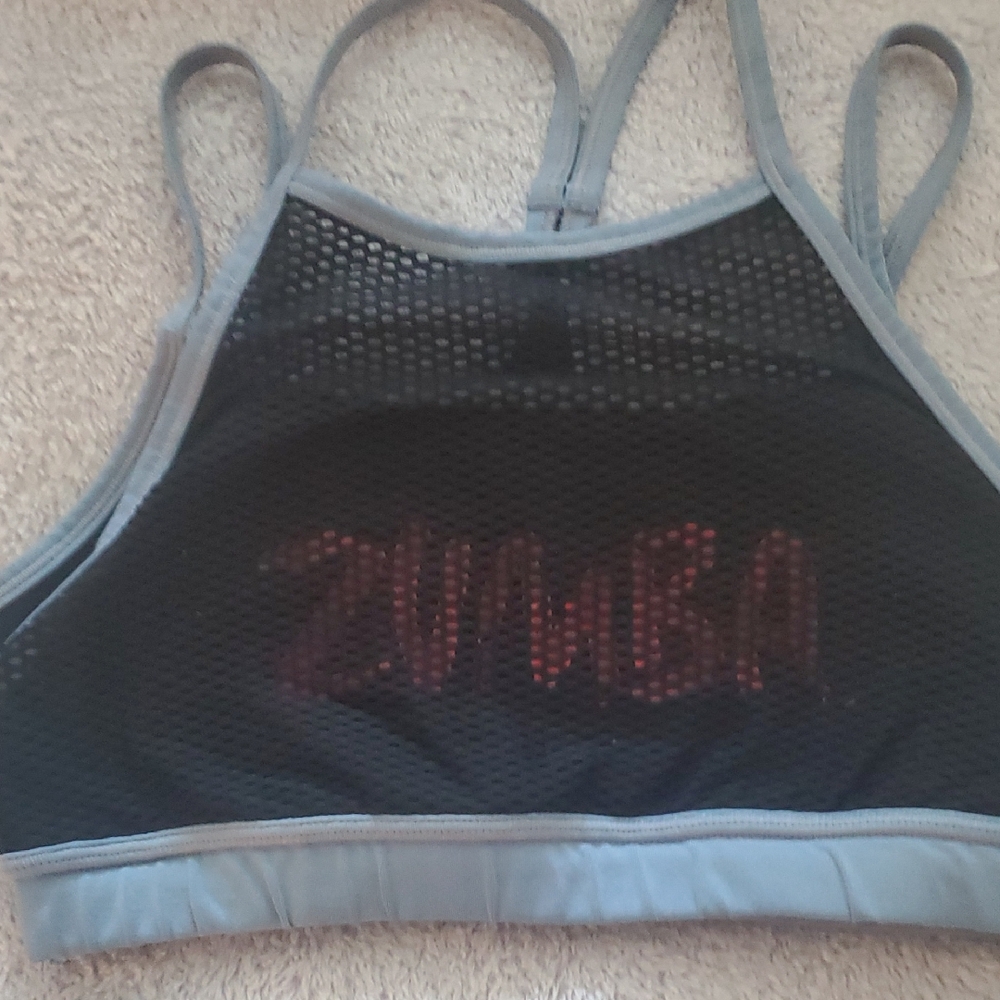 Zumba Fitness Mesh Sports Bra - Black and Gray